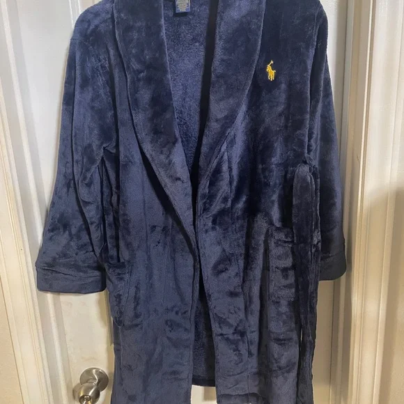 Boys Ralph Lauren Blue Shawl Collar Pajama Robe - Picture 5 of 6